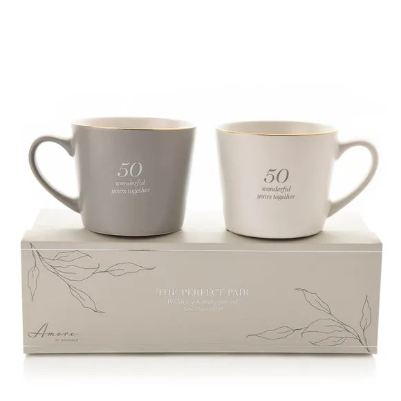 Set of 2 Anniversary Mugs - Grey, Stoneware image