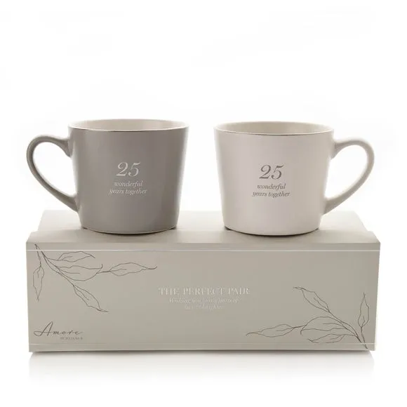 Set of 2 Anniversary Mugs - Grey, Stoneware image