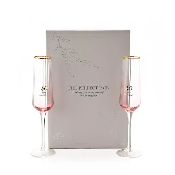 Set of 2 Flute Glasses - Clear, Glass