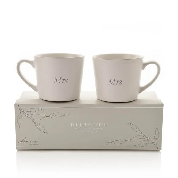 Set of 2 Mugs with Silver Rim - White, Stoneware image
