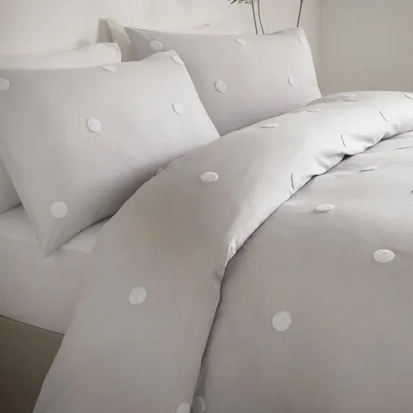Dot Duvet Cover Set - Silver, Cotton