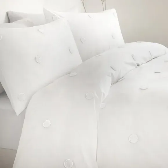 Dot Duvet Cover Set - White, Cotton