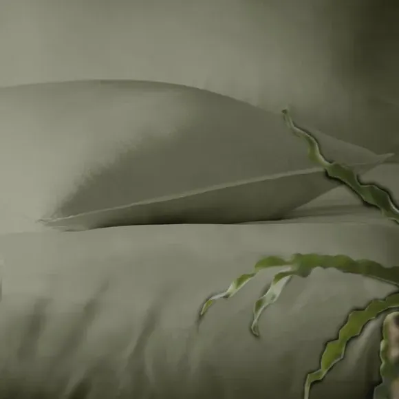 Duvet Cover Set with Pillowcase - Khaki, Cotton