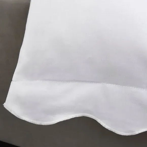 Duvet Cover Set with Scalloped Edge - White, Cotton