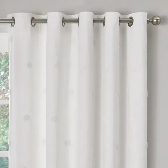 Eyelet Curtains with Polka Dots - White, Cotton image