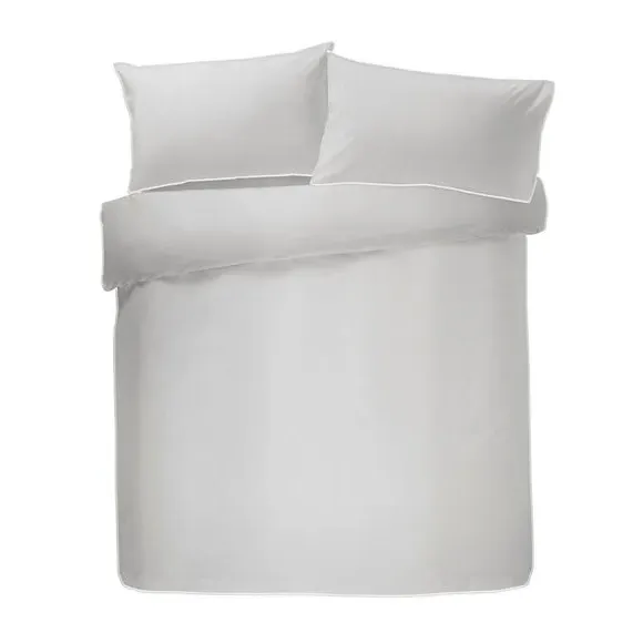 Piped Duvet Cover Set - Silver, Cotton