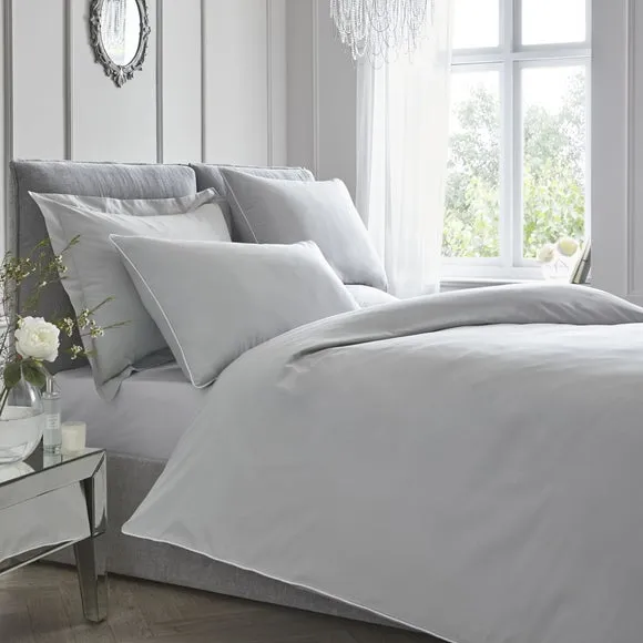 Piped Duvet Cover Set - Silver, Cotton image