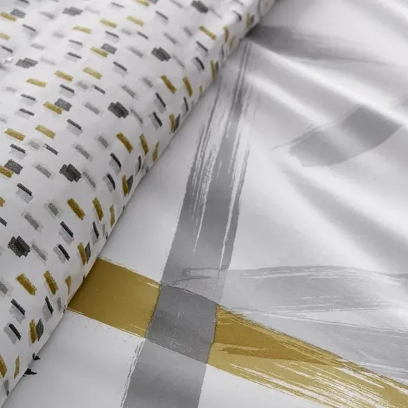 Reversible Duvet Cover Set Abstract Print - Grey