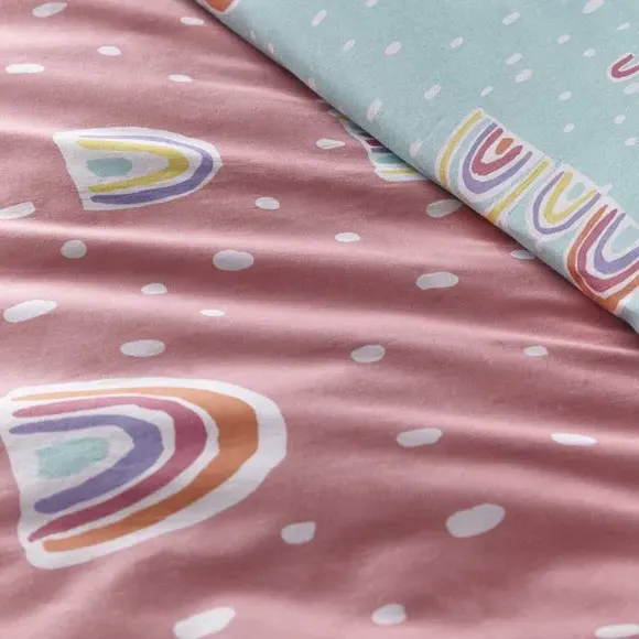 Single Duvet Cover Set with Pom Poms - Multicolor