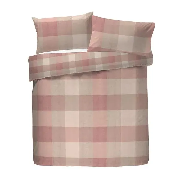Check Duvet Cover Set - Natural, Brushed Cotton