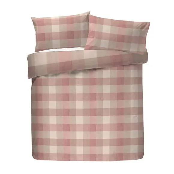 Check Duvet Cover Set - Natural, Brushed Cotton