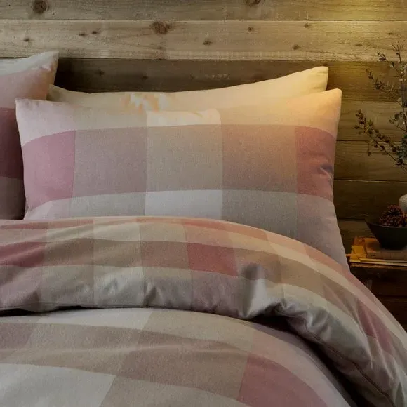 Check Duvet Cover Set - Natural, Brushed Cotton