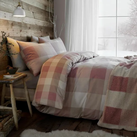 Check Duvet Cover Set - Natural, Brushed Cotton