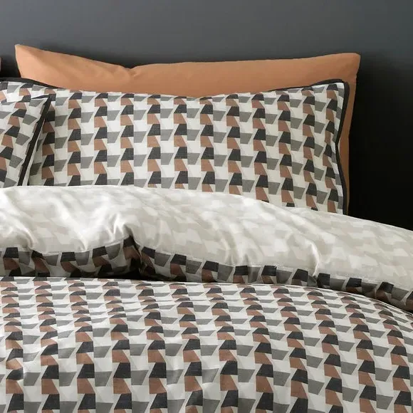 Duvet Cover & Pillowcase Set - Brown, Cotton