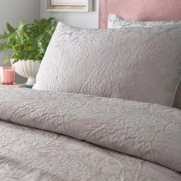 Duvet Cover Set with Floral Design - Natural