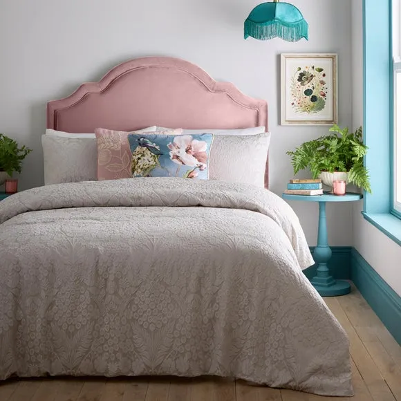 Duvet Cover Set with Floral Design - Natural