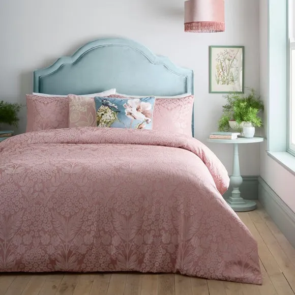 Duvet Cover Set with Floral Design - Pink