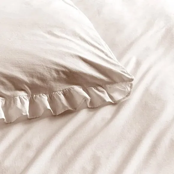 Frill Duvet Cover Set with Pillowcase - Natural, Cotton