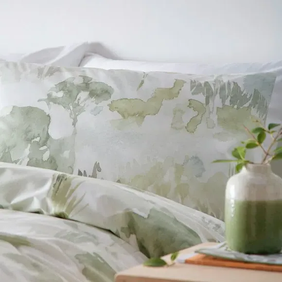 Duvet Cover Set with Pillowcases - Green, Cotton