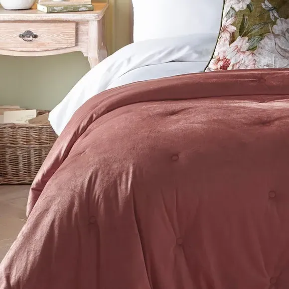 Quilted Bedspread - Pink, Velvet