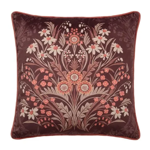 Square Cushion with Piped Edges - Chocolate, Velvet
