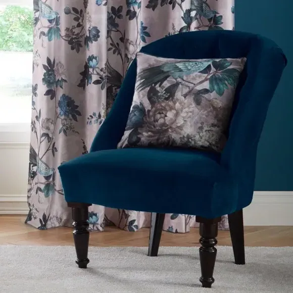 Square Filled Cushion Floral Print - Green, Velvet image