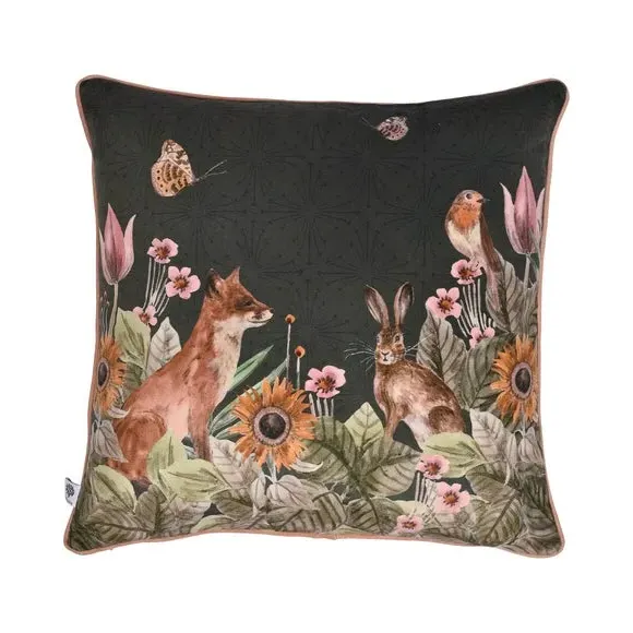 Square Filled Cushion - Natural, Velvet