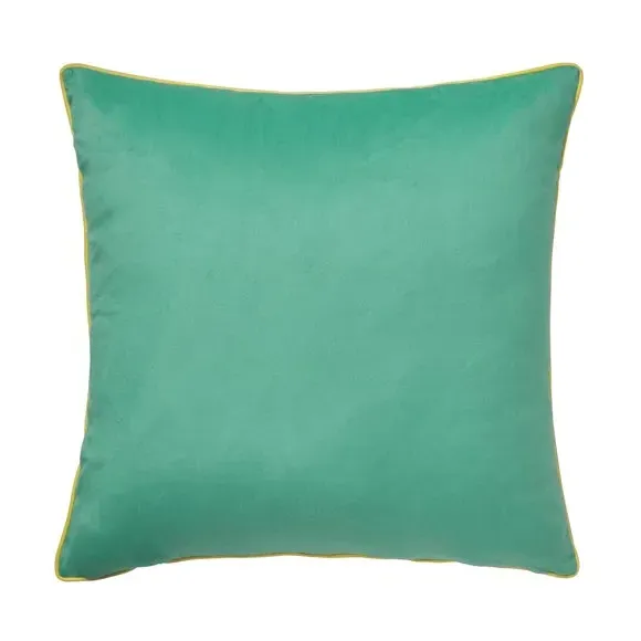 Square Filled Cushion Tropical Design - Green, Velvet