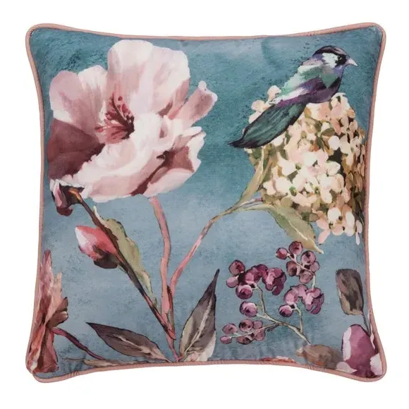 Square Filled Cushion with Floral Design - Multicolor