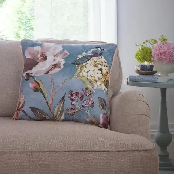 Square Filled Cushion with Floral Design - Multicolor image