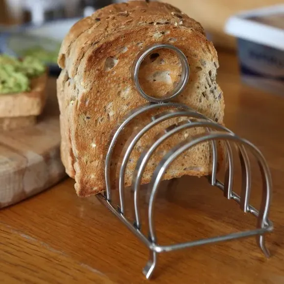 6-Slice Toast Rack with Handle - Silver, Steel