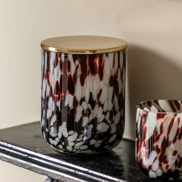 Multi Wick Candle Confetti Style - Brown, Glass