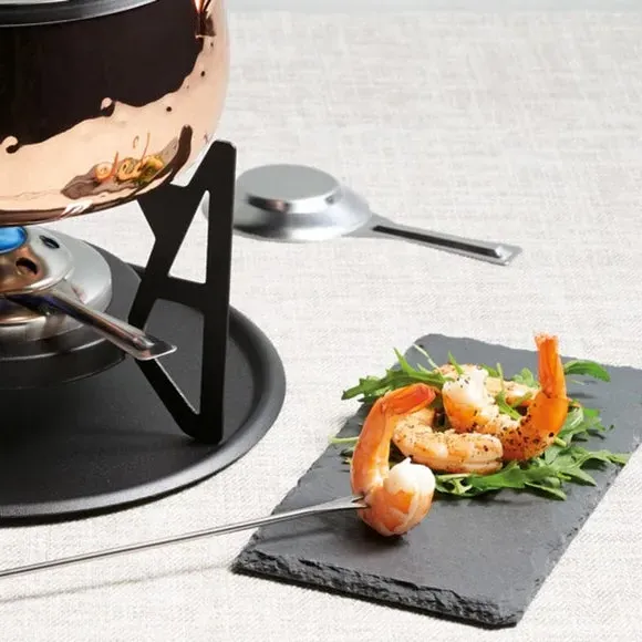 6-Person Fondue Set with Burner - Gold, Steel