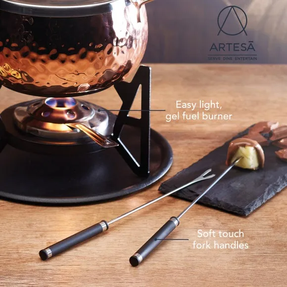 6-Person Fondue Set with Burner - Gold, Steel