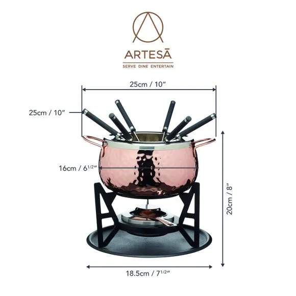 6-Person Fondue Set with Burner - Gold, Steel