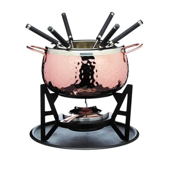 6-Person Fondue Set with Burner - Gold, Steel image