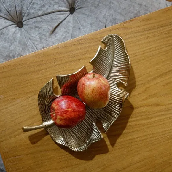 Leaf Serving Platter - Gold, Cast Aluminium