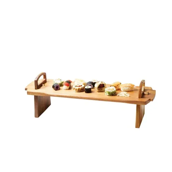 Platform Serving Board with Storage - Brown, Acacia