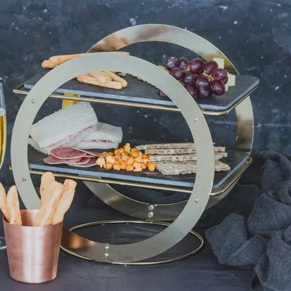 Wheel Frame Serving Stand - Black, Slate