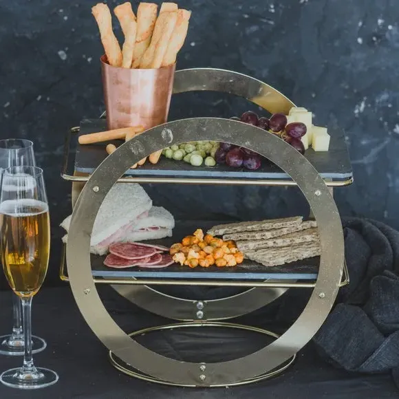 Wheel Frame Serving Stand - Black, Slate