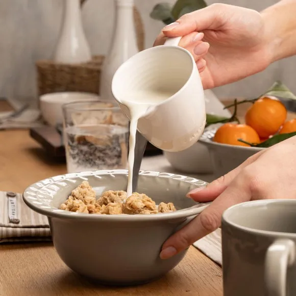 12-Piece Dinner Set with Leaf Design - Natural