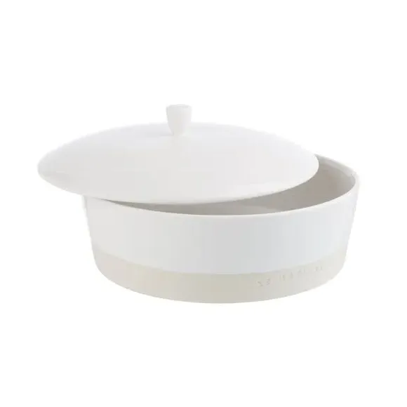 26cm Lidded Dish with Ripple Rim - White image