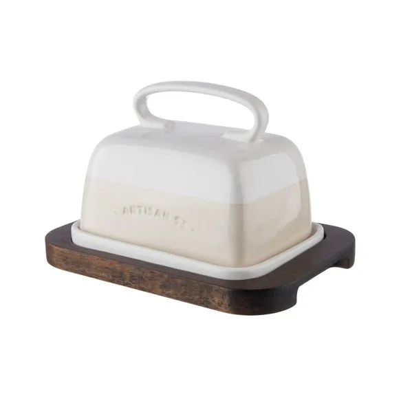 Butter Dish with Lid - White, Stoneware