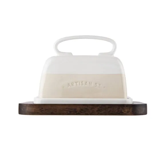 Butter Dish with Lid - White, Stoneware