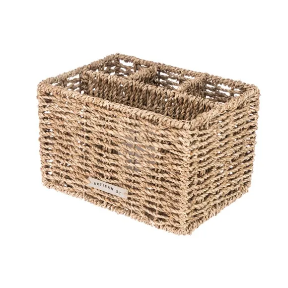 Cutlery Caddy with Handle - Natural, Seagrass