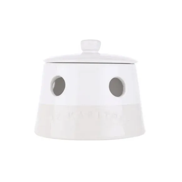 Garlic Storage Jar with Lid - White, Stoneware