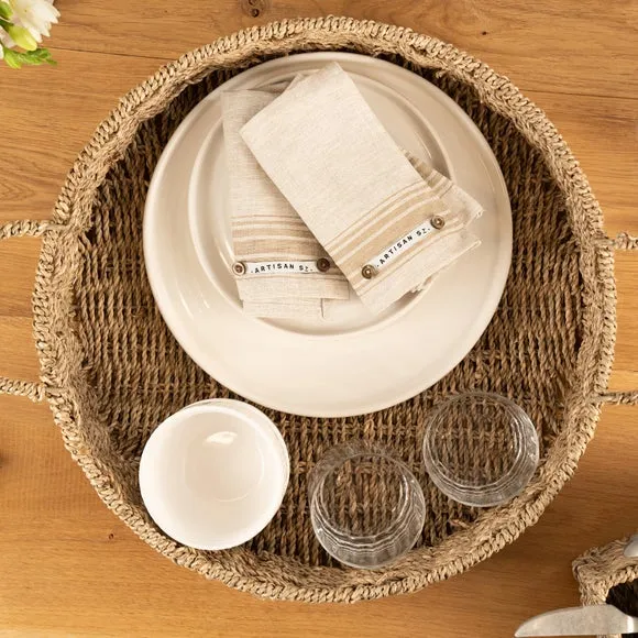 Round Tray with Handles - Natural, Seagrass