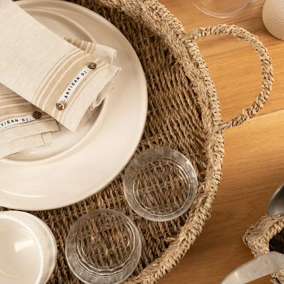 Round Tray with Handles - Natural, Seagrass