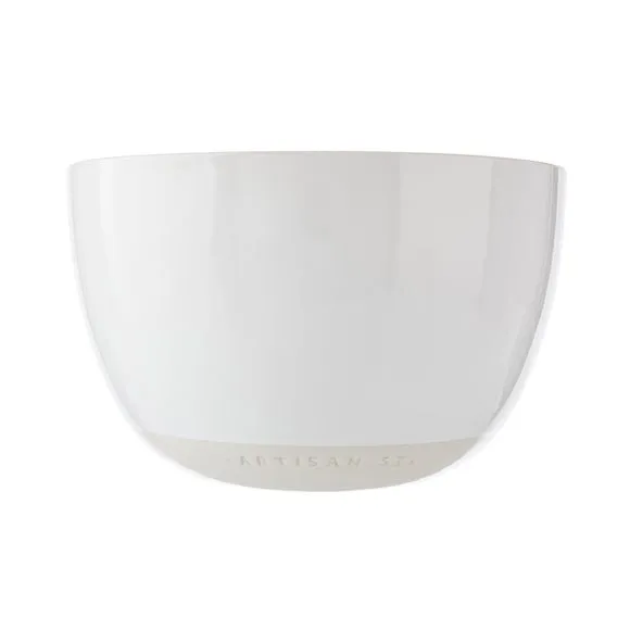 Salad Bowl with Ripple Accent - White, Stoneware
