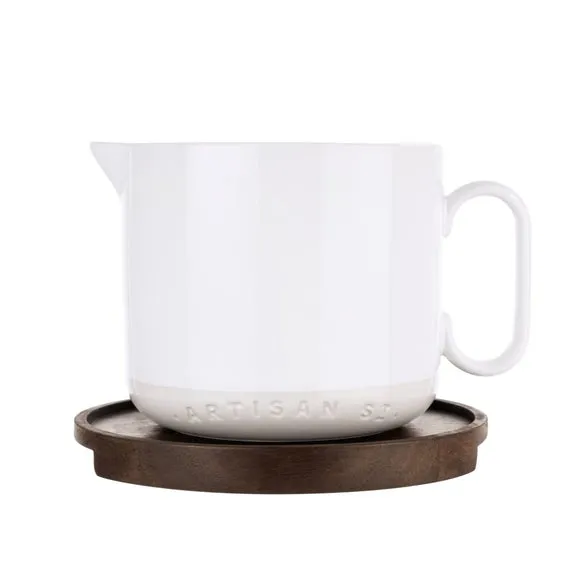 Sauce Jug & Coaster Set - White, Stoneware image
